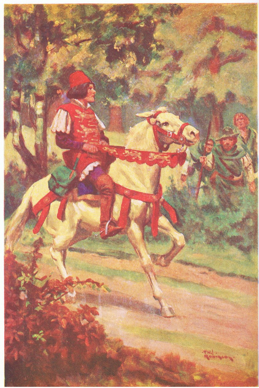 Robin and his companion saw master Patrington riding towards them by Thomas Heath Robinson