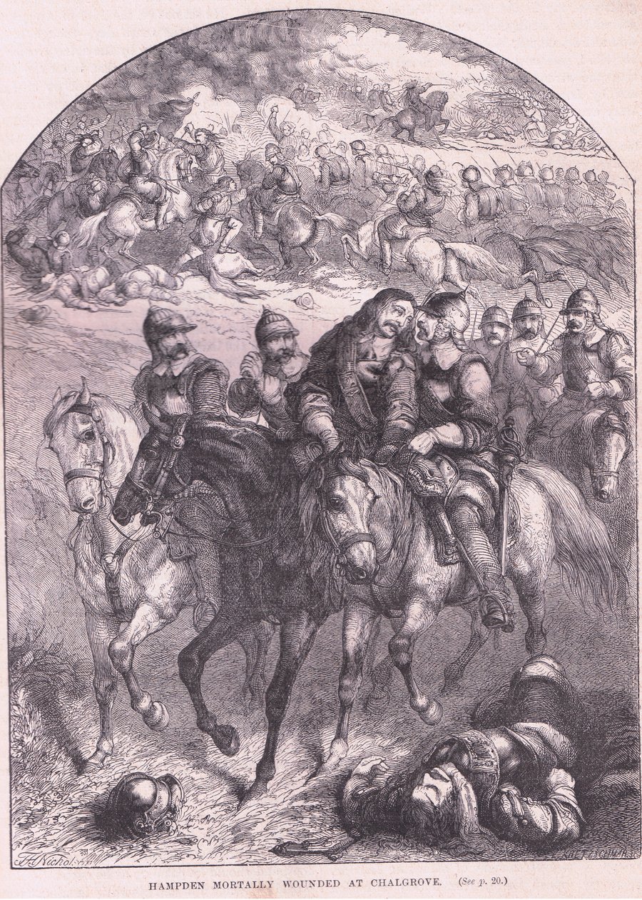 Hampden mortally wounded at Chalgrove AD 1643 by Thomas Henry Nicholson