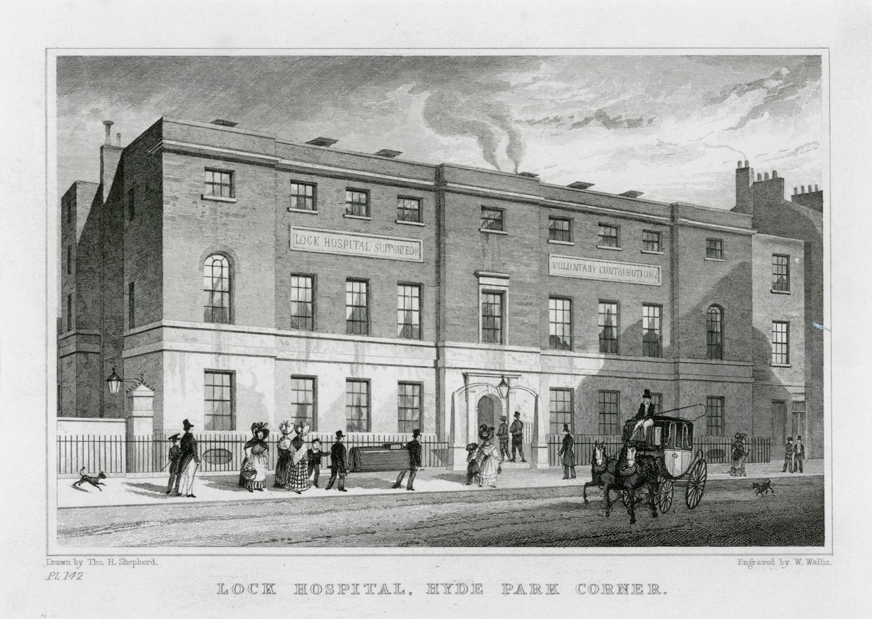 Lock Hospital, Hyde Park Hospital by Thomas Hosmer (after) Shepherd