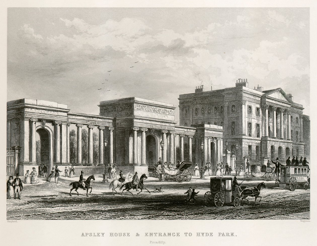Apsley House, Hyde Park Corner, London, 1850 by Thomas Hosmer Shepherd