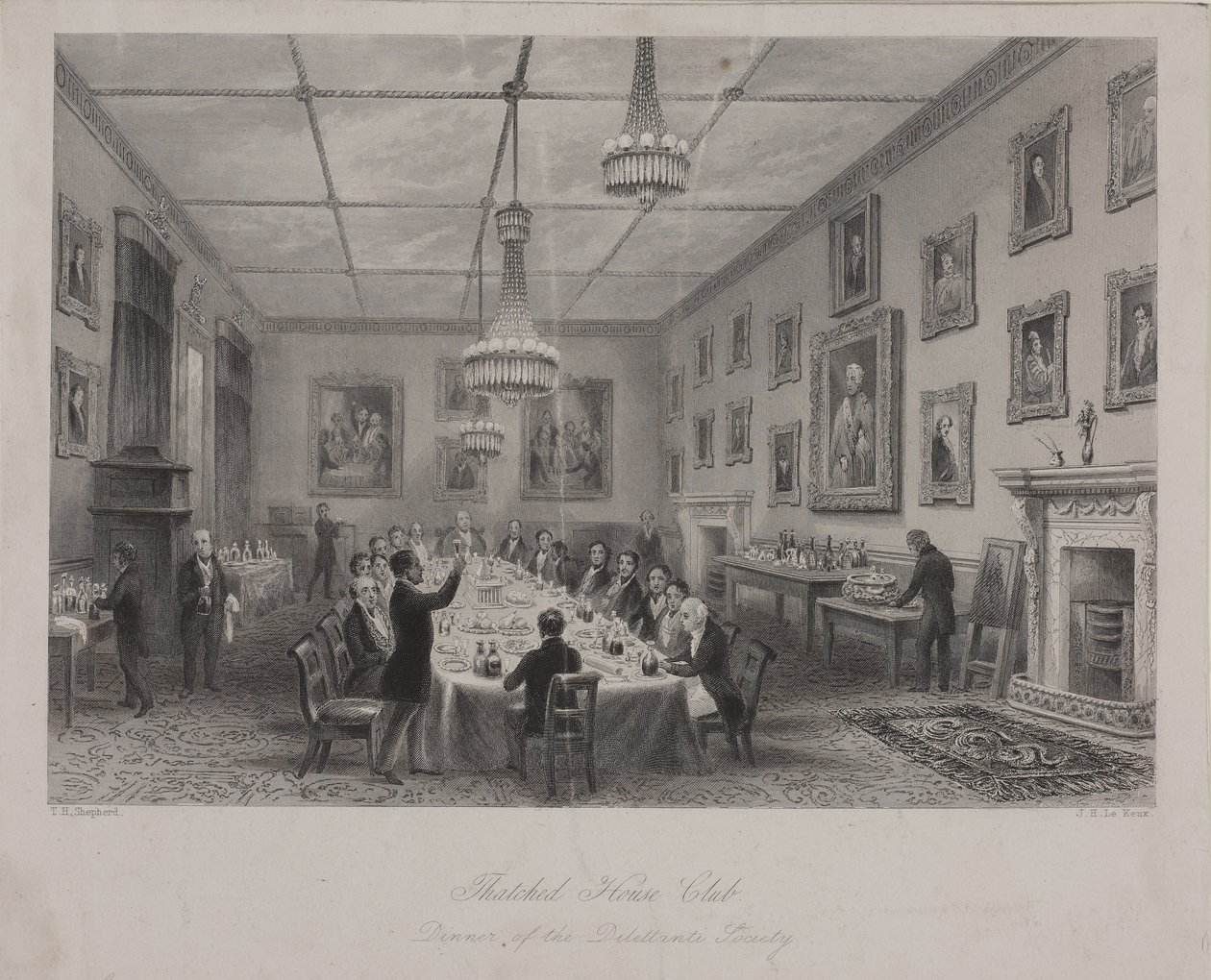 Dinner meeting of the Dilettanti Society, Thatched House Tavern on St Jamess Street, c.1840 by Thomas Hosmer Shepherd
