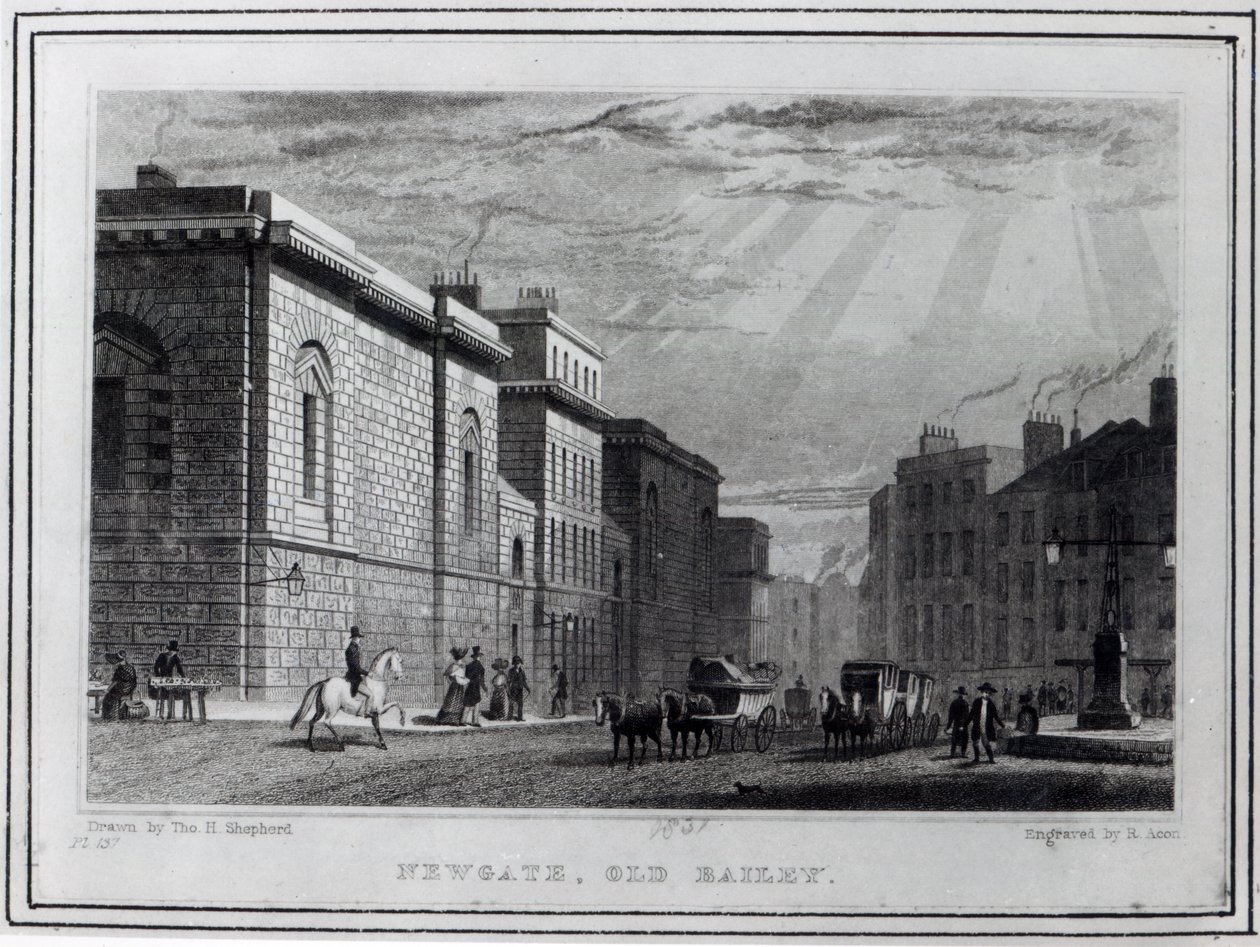 Newgate Prison and the Old Bailey, engraved by Robert Acon, 1831 by Thomas Hosmer Shepherd