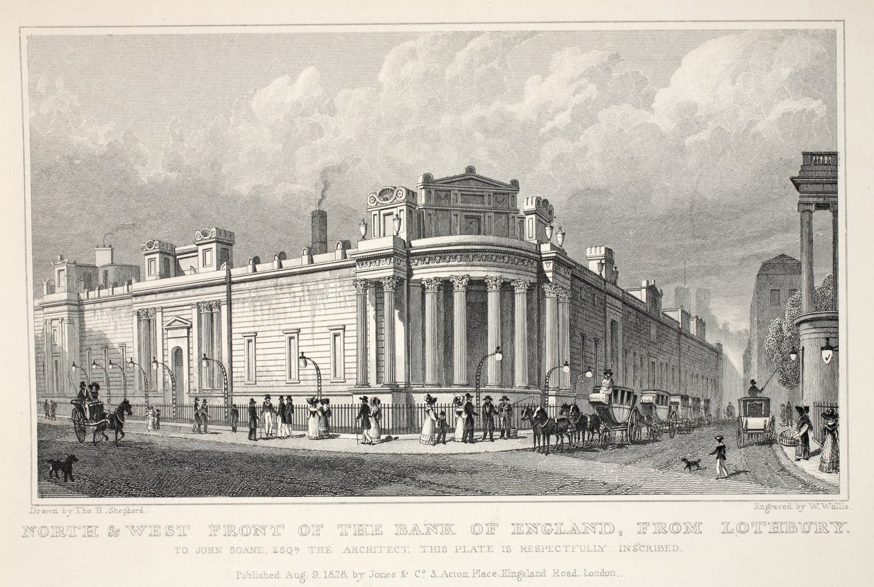 North and West Front of the Bank of England from Lothbury, from 