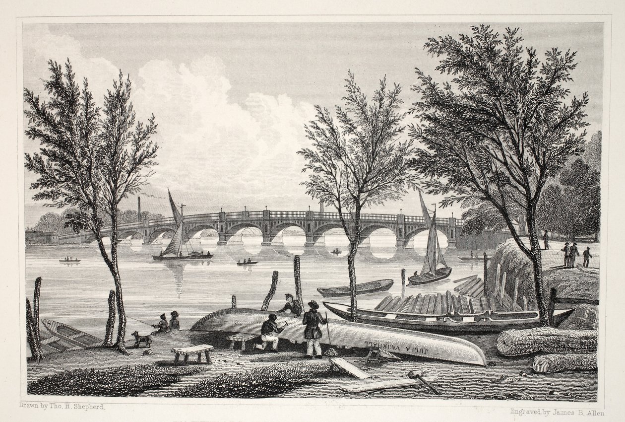 Vauxhall Bridge from Millbank by Thomas Hosmer Shepherd