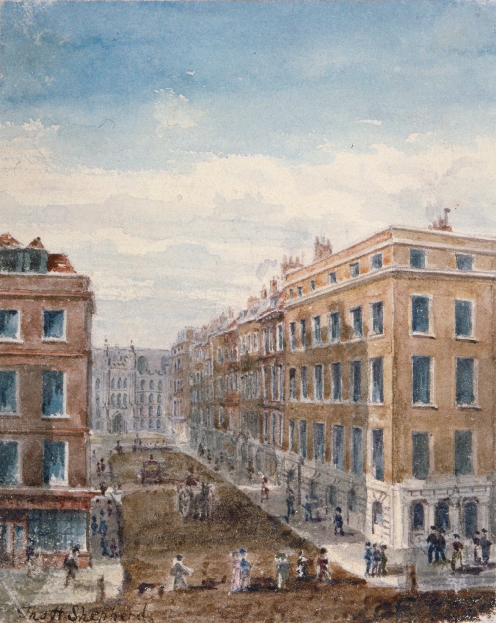 View of King Street, looking north from Cheapside to the Guildhall, City of London by Thomas Hosmer Shepherd