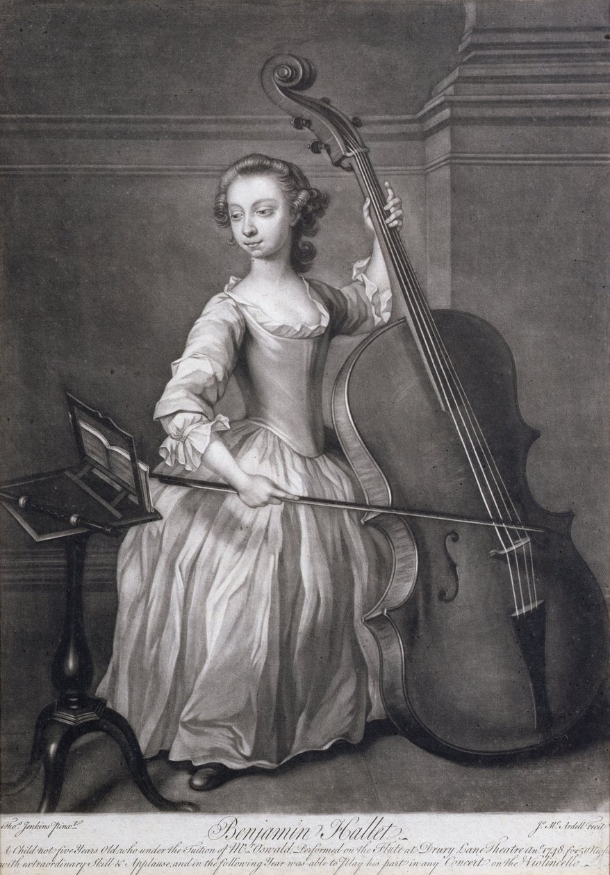 Portrait of Benjamin Hallet Playing the Violincello, Engraved by James McArdell, c.1749 by Thomas Jenkins
