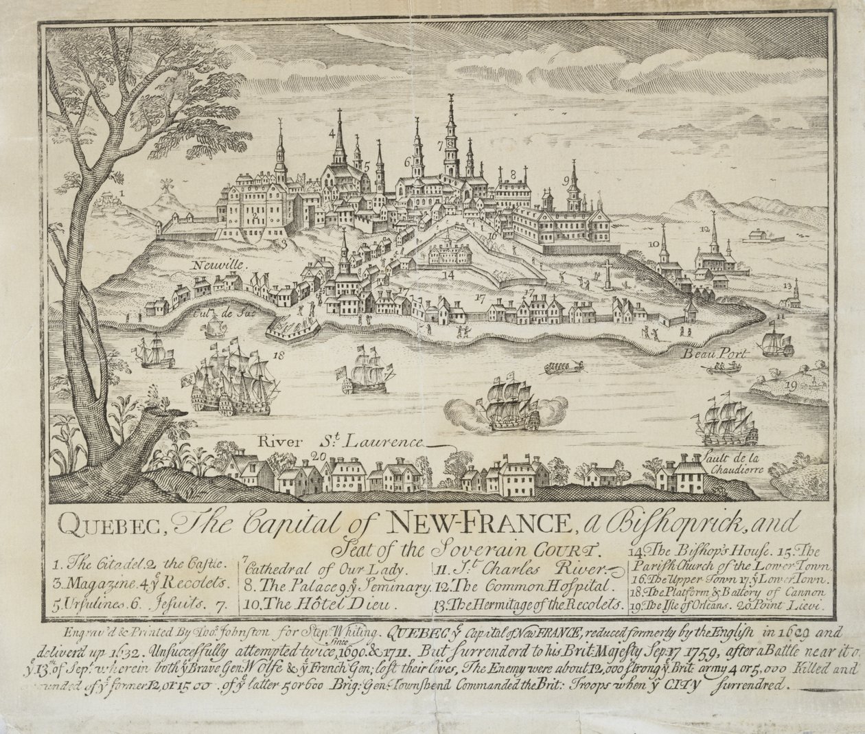QUEBEC, The Capital of NEW-FRANCE, a Bishoprick, and Seat of the Sovereign Court by Thomas Johnston
