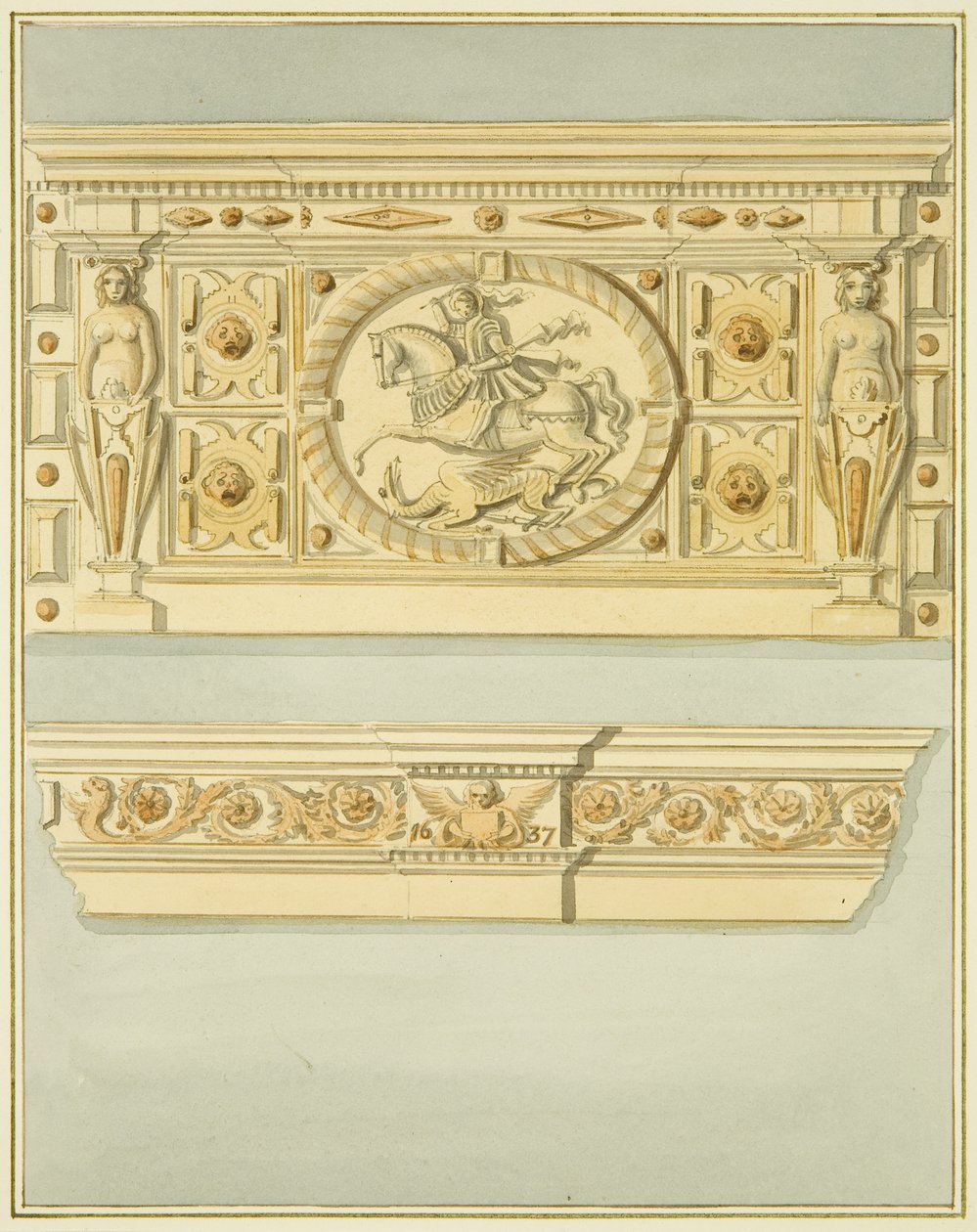 Chimneypiece at 6 Redcliffe Street, dated 1637 by Thomas Leeson the Elder Rowbotham
