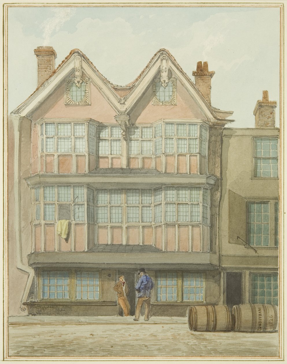 Old Houses in West Side, Marsh Street by Thomas Leeson the Elder Rowbotham