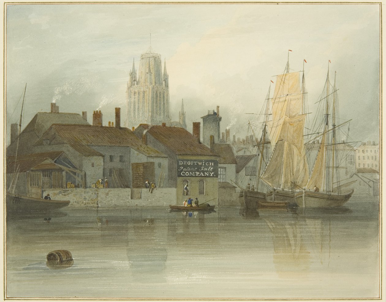 Redcliffe Tower and Back from Ferry Slip, Queen Square, 1826 by Thomas Leeson the Elder Rowbotham