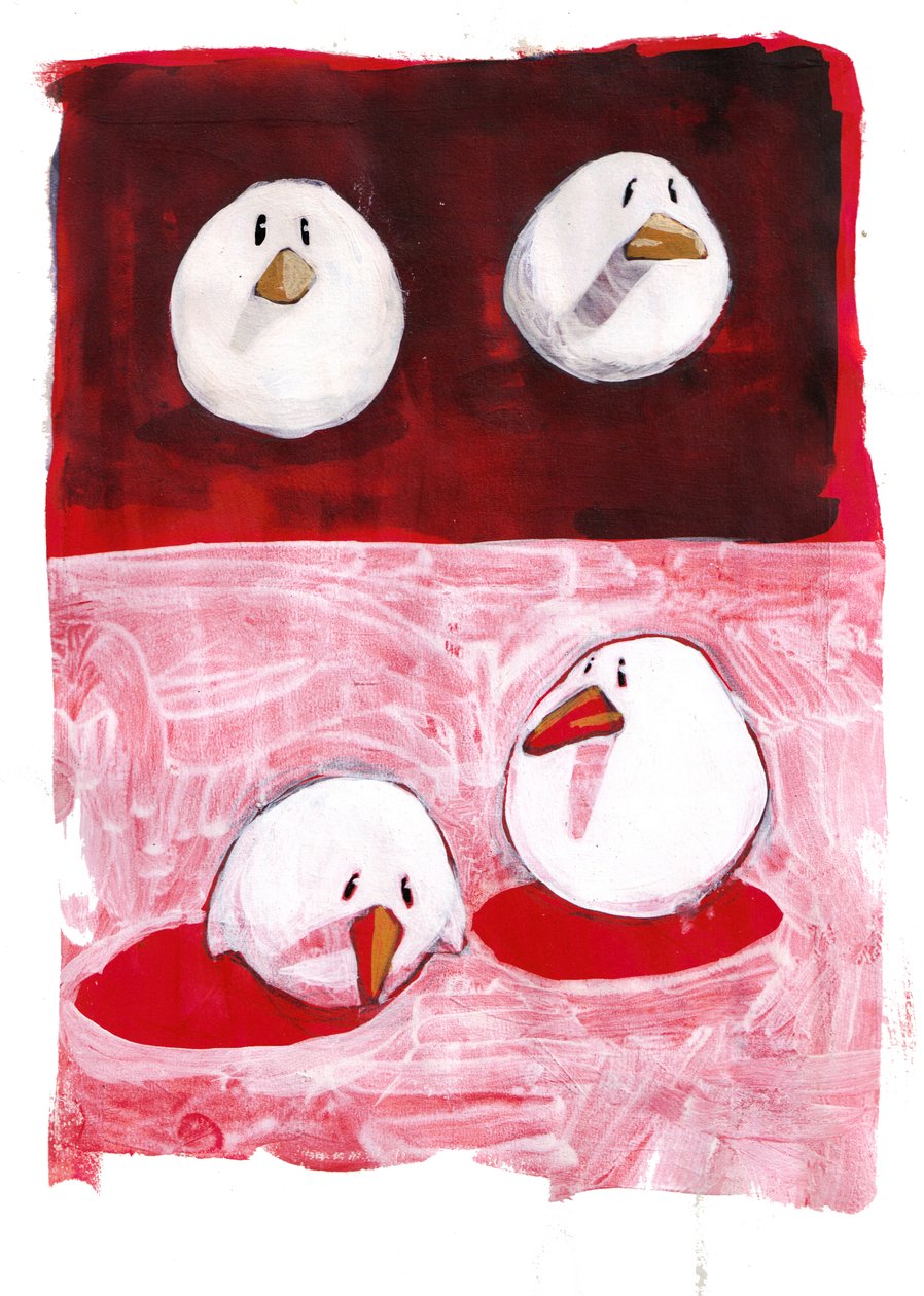 Birds on Black and White on Red by Thomas MacGregor