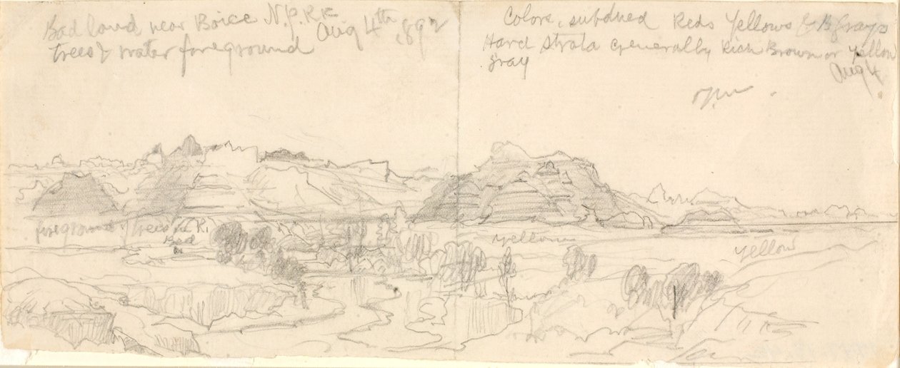Bad Lands near Boise, Northern Pacific Railroad by Thomas Moran