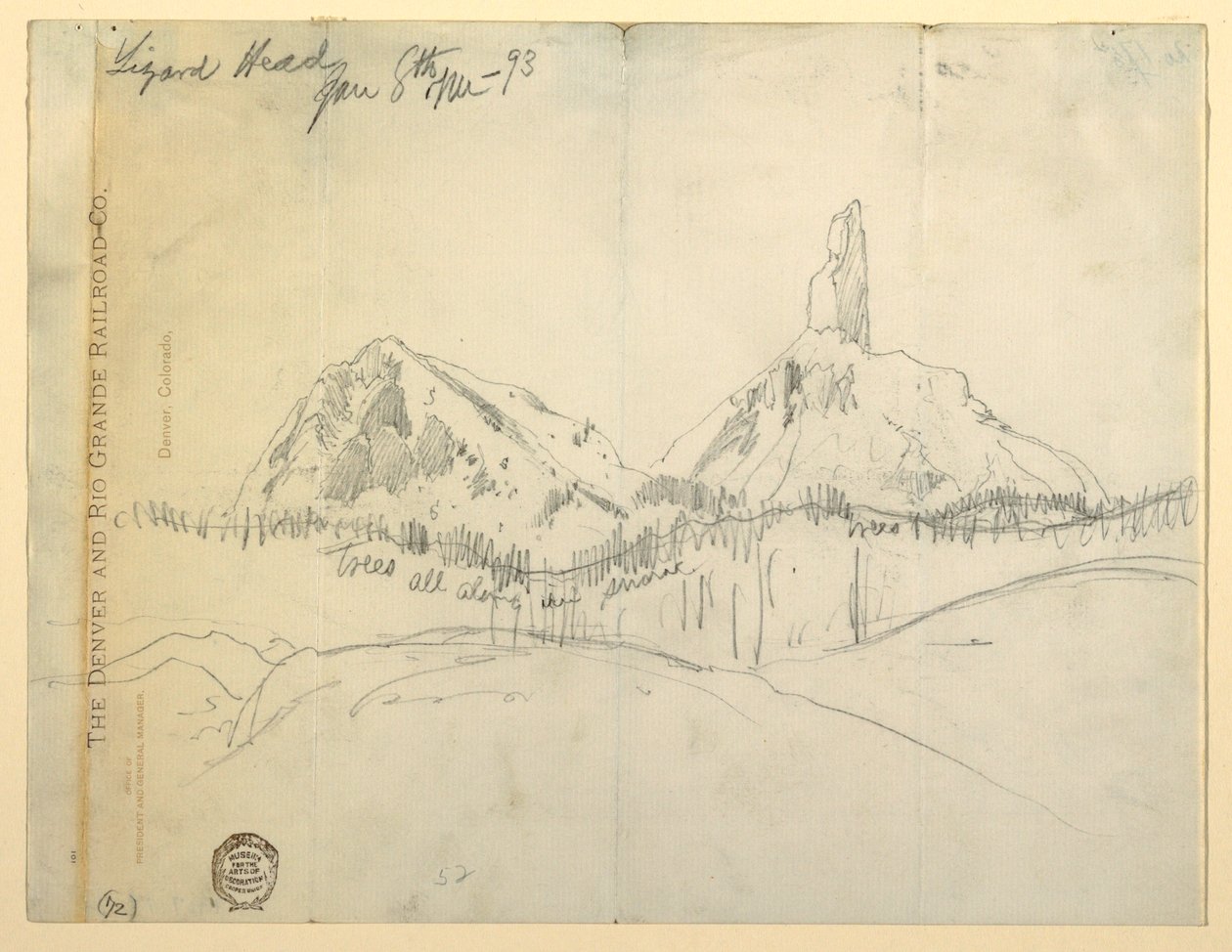 Drawing, Lizard Head, Colorado by Thomas Moran