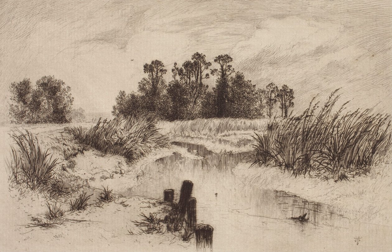 Marshy Landscape with Stream by Thomas Moran