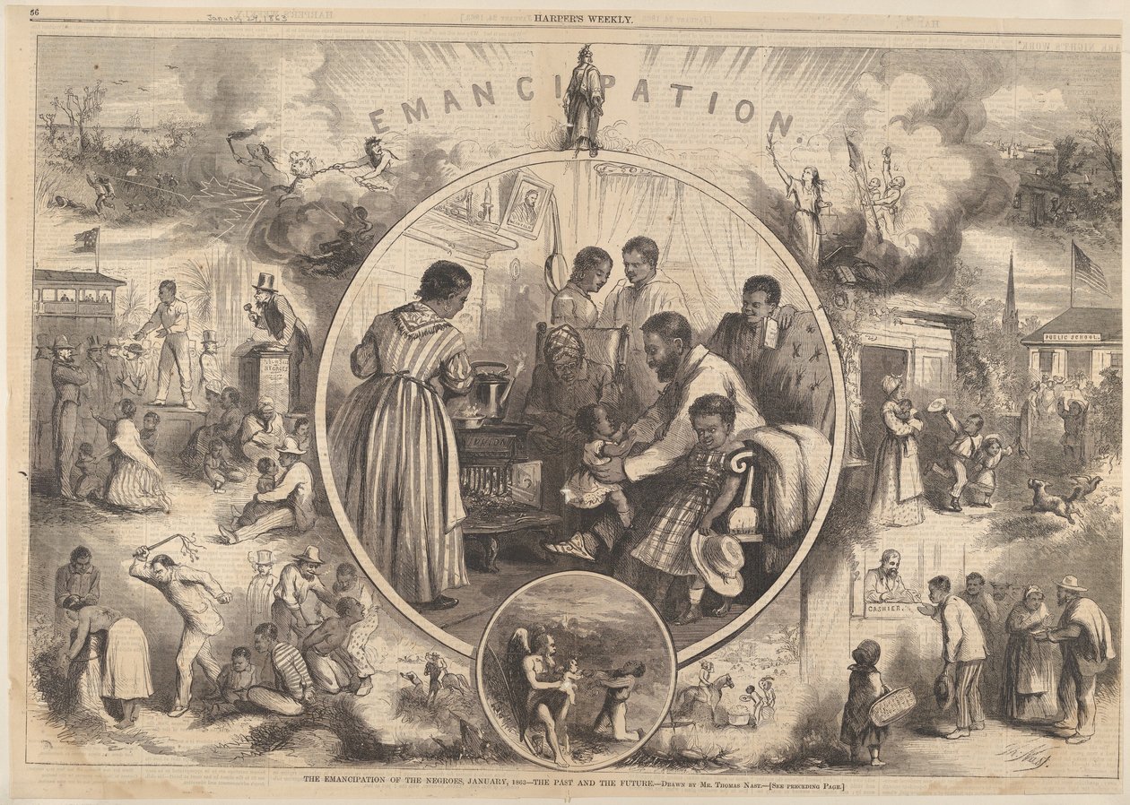 Emancipation of the Black: The Past and the Future by Thomas Nast