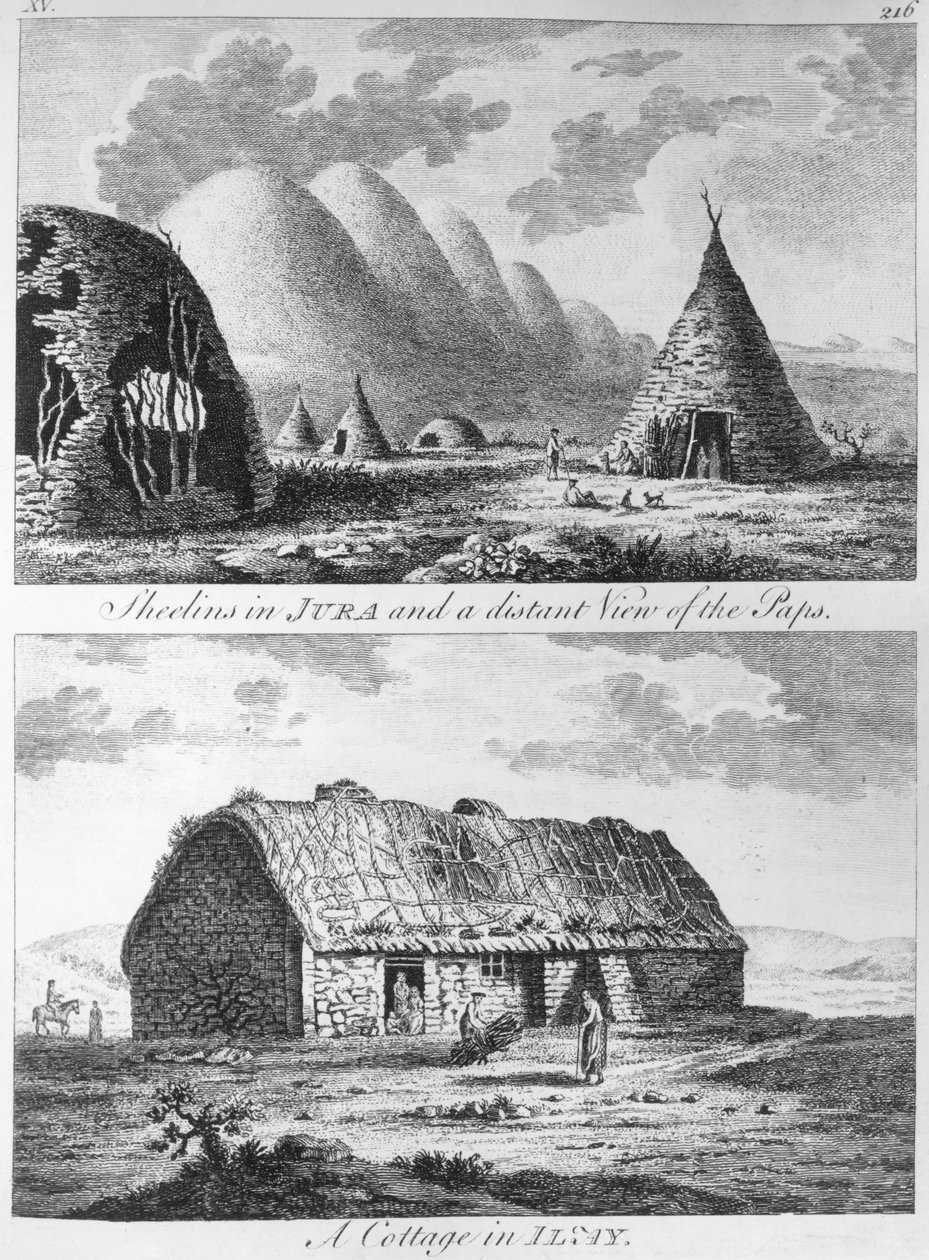 Sheelins in Jura and a Distant View of the Paps and A Cottage of Islay, from 