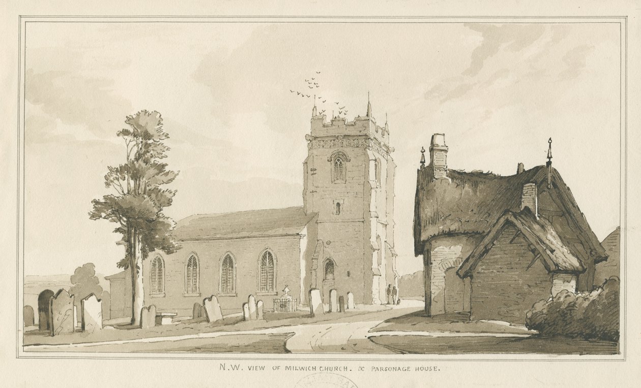 Milwich Church and Parsonage House by Thomas Peploe Wood