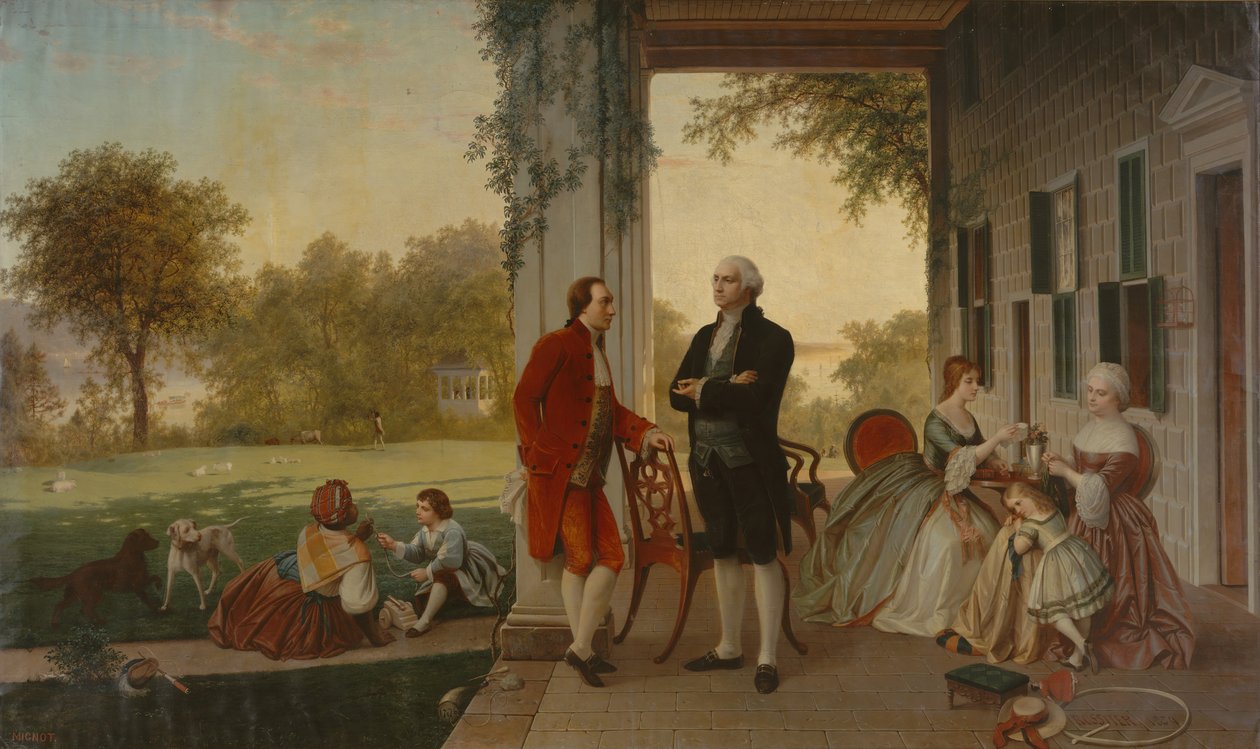 Washington and Lafayette at Mount Vernon, The Home of Washington after the War by Thomas Pritchard Rossiter
