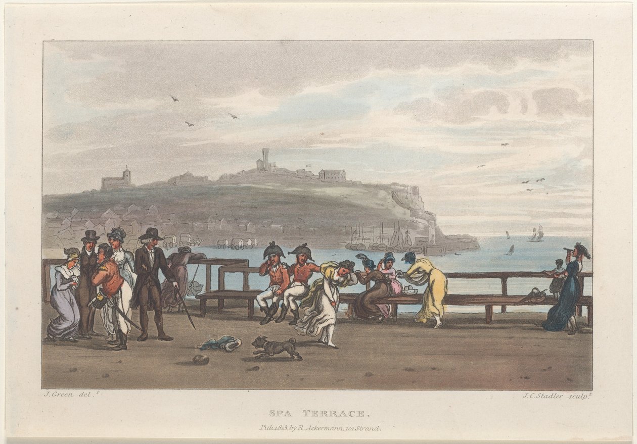 Spa Terrace, from Poetical Sketches of Scarborough by Thomas Rowlandson, Joseph Constantine Stadler, J. Bluck
