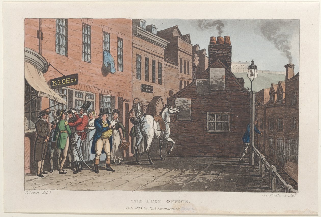 The Post Office, from Poetical Sketches of Scarborough, 1813 by Thomas Rowlandson, Joseph Constantine Stadler, J. Bluck