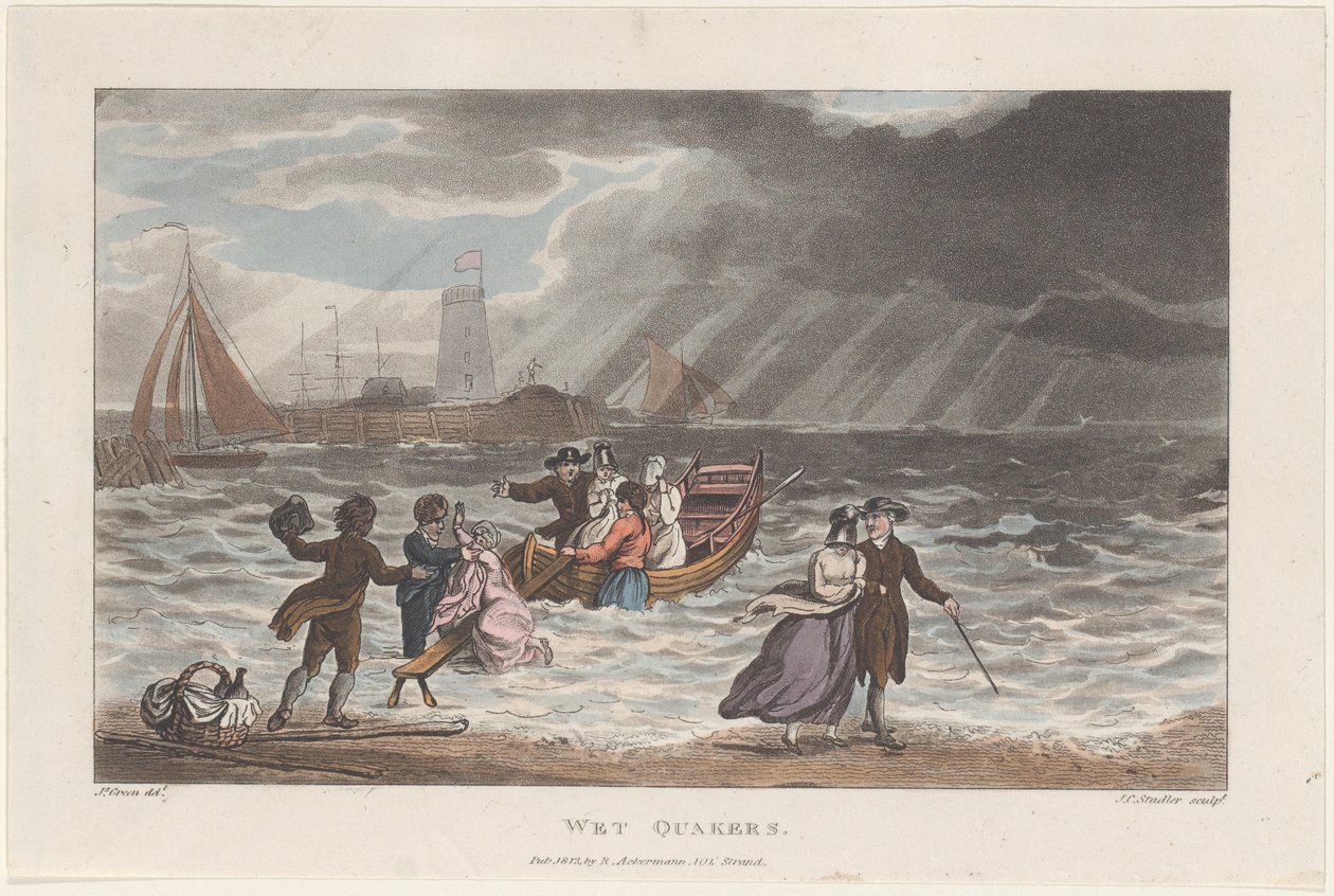 Wet Quakers, from Poetical Sketches of Scarborough, 1813 by Thomas Rowlandson, Joseph Constantine Stadler, J. Bluck