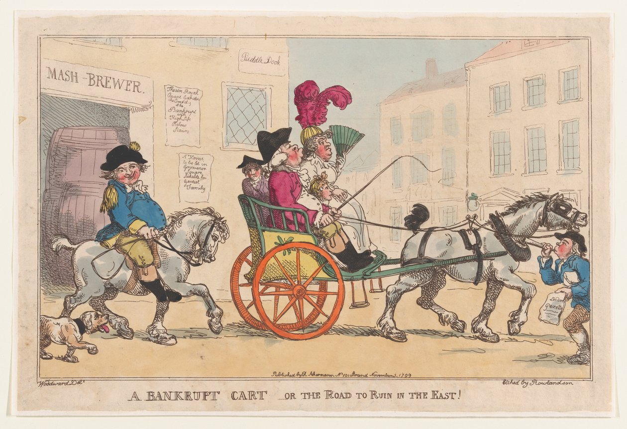 A Bankrupt Cart, or The Road to Ruin in the East! by Thomas Rowlandson
