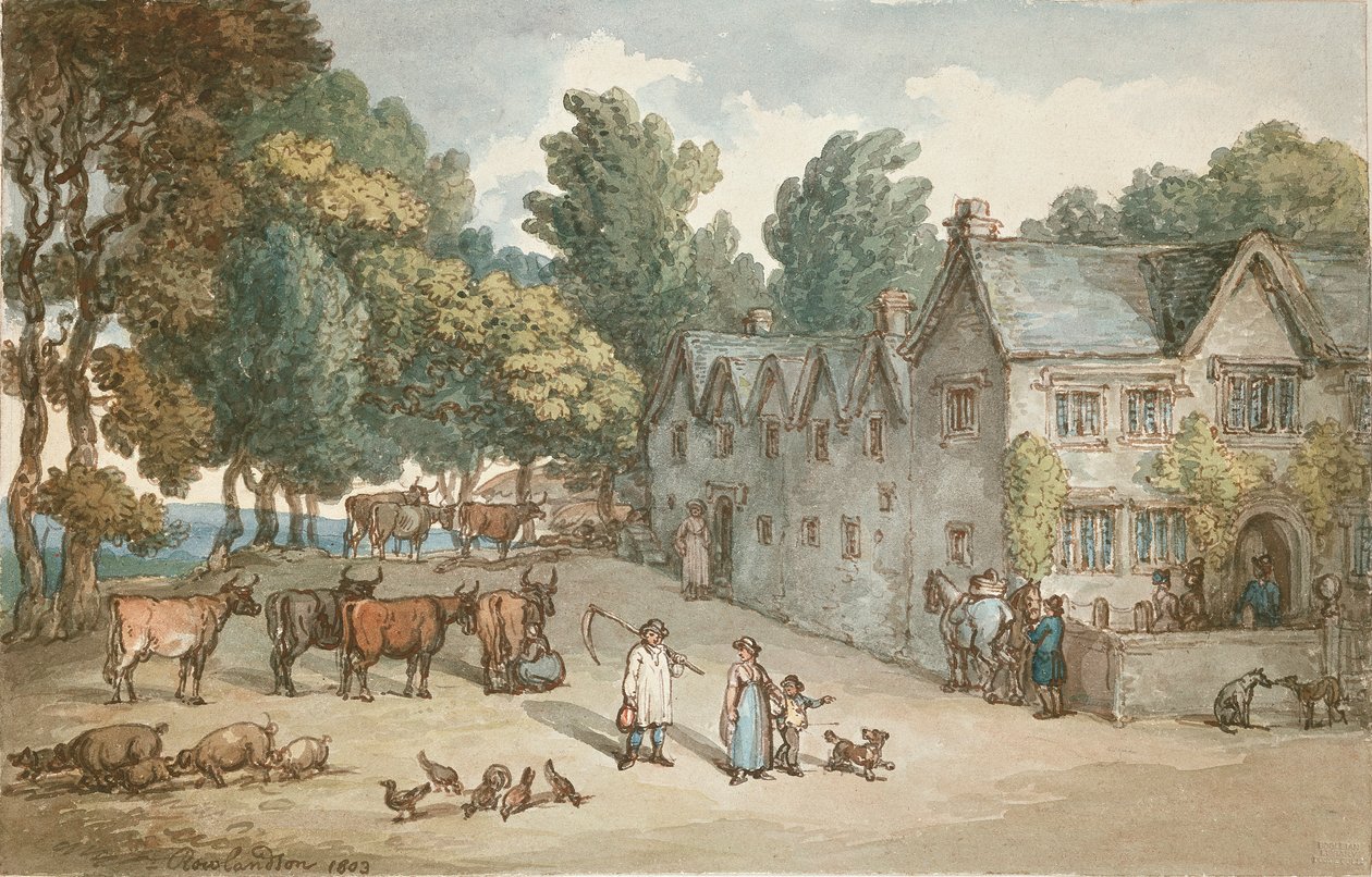 A Farmhouse at Hengar, Cornwall by Thomas Rowlandson