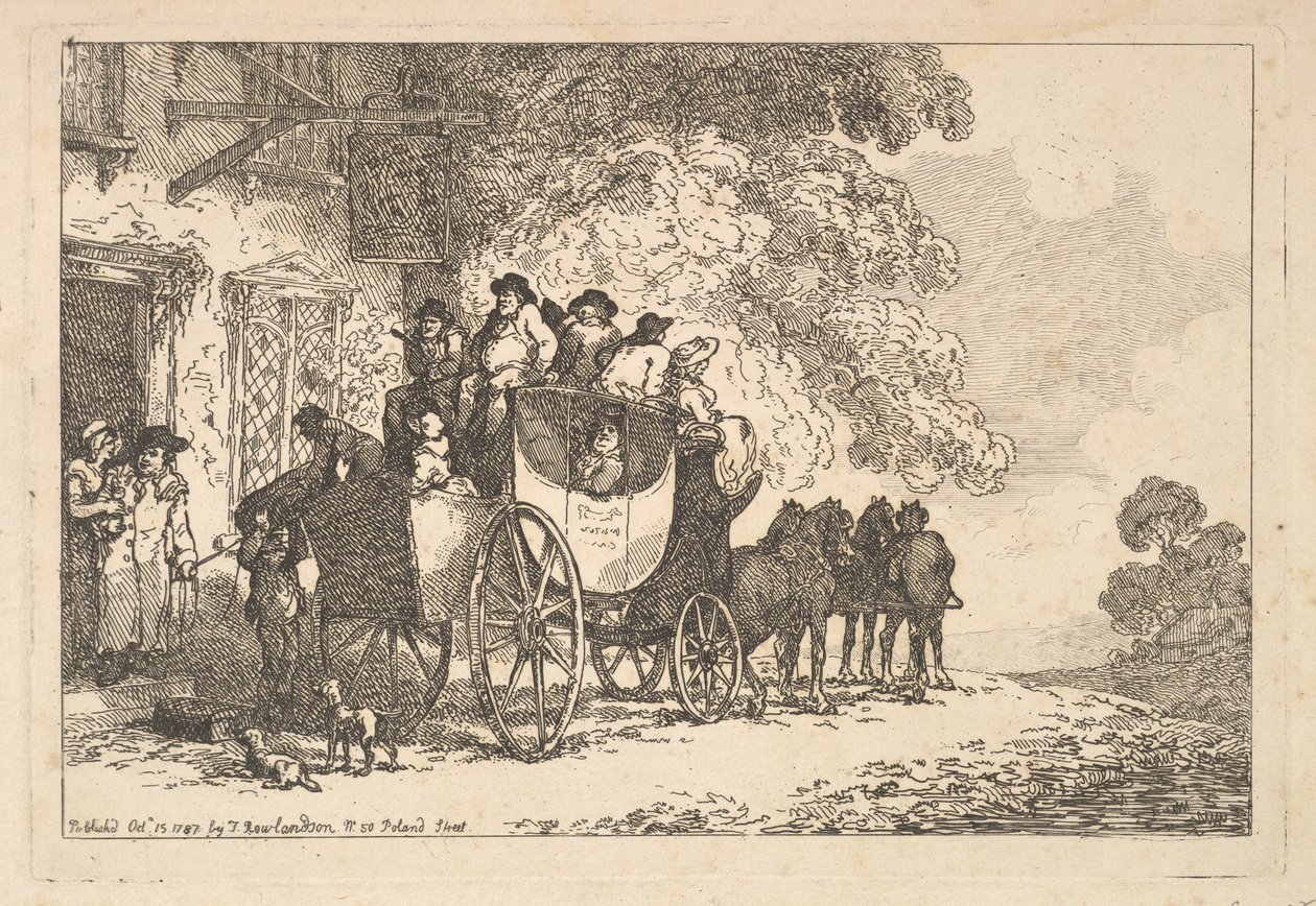 A Laden Stage Coach Outside a Post House by Thomas Rowlandson