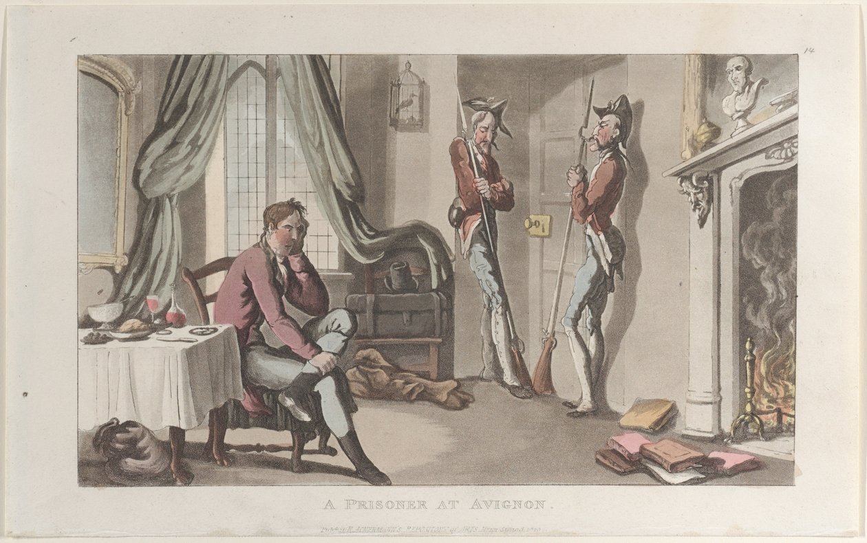 A Prisoner at Avignon, from Journal of Sentimental Travels in the Southern Provinces of F... by Thomas Rowlandson
