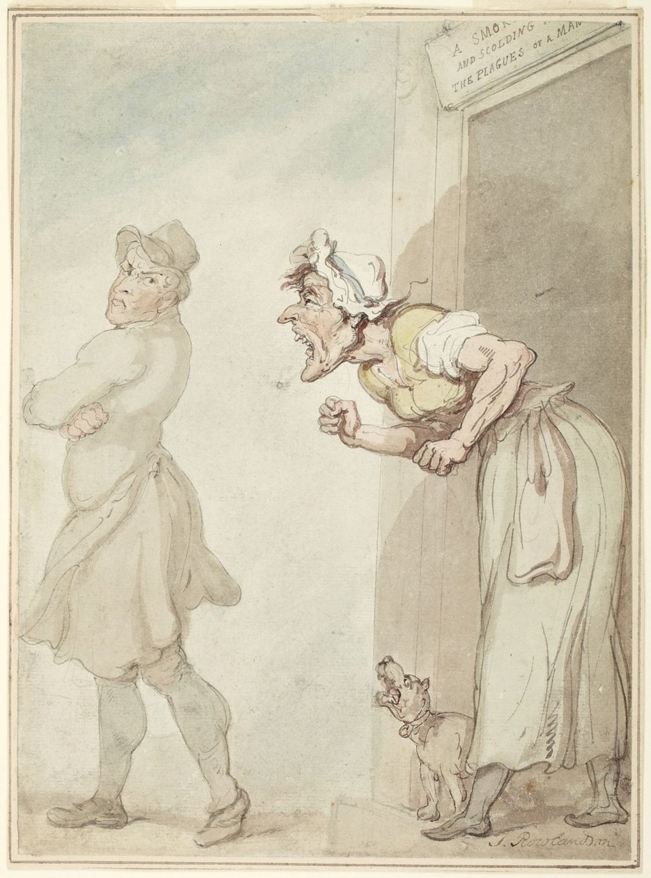 A Smoking Chimney and Scolding Wife: The Plagues of Man by Thomas Rowlandson