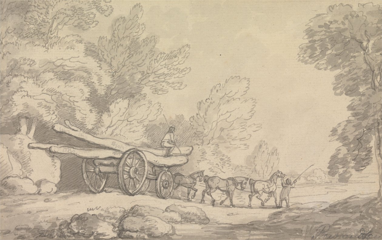 A Timber Wagon by Thomas Rowlandson