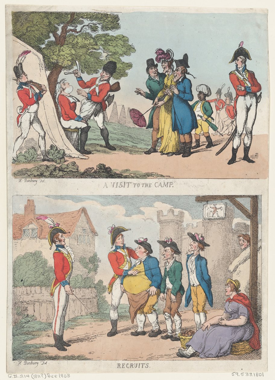 A Visit to the Camp, and Recruits, 1811 by Thomas Rowlandson