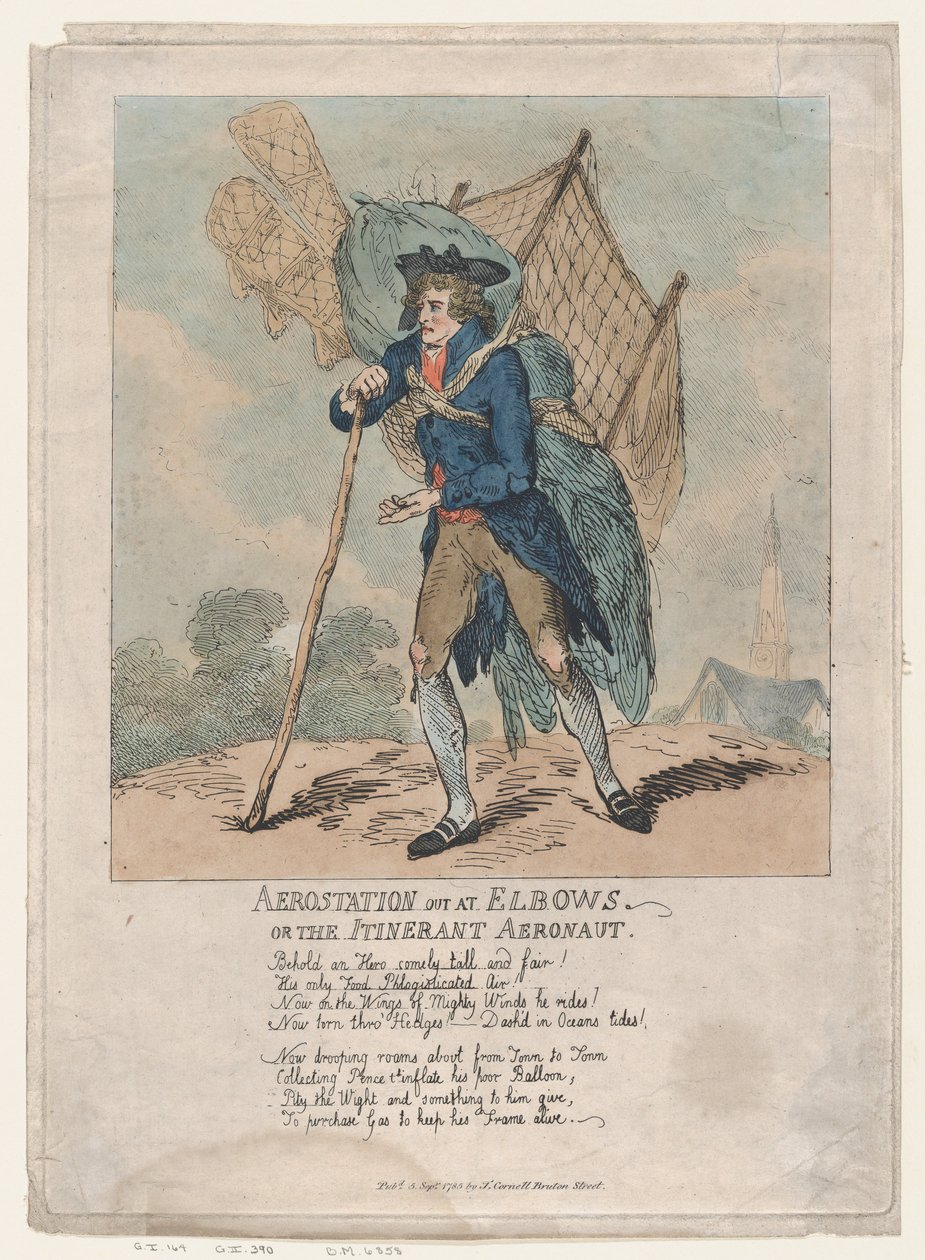 Aerostation out at Elbows, or The Itinerant Aeronaut by Thomas Rowlandson