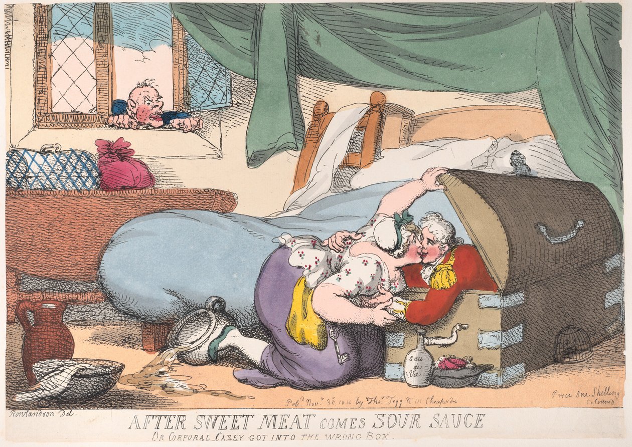After Sweet Meat Comes Sour Sauce, or Corporal Casey Got into the Wrong Box, November 30, 1810 by Thomas Rowlandson