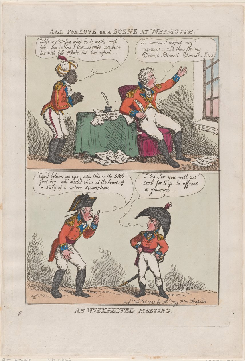 All for Love or A Scene at Weymouth, An Unexpected Meeting by Thomas Rowlandson
