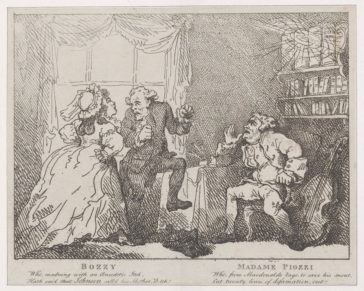 Bozzy and Madame Piozzi Frontispiece, Bozzy and Piozzi by Peter Pindar by Thomas Rowlandson