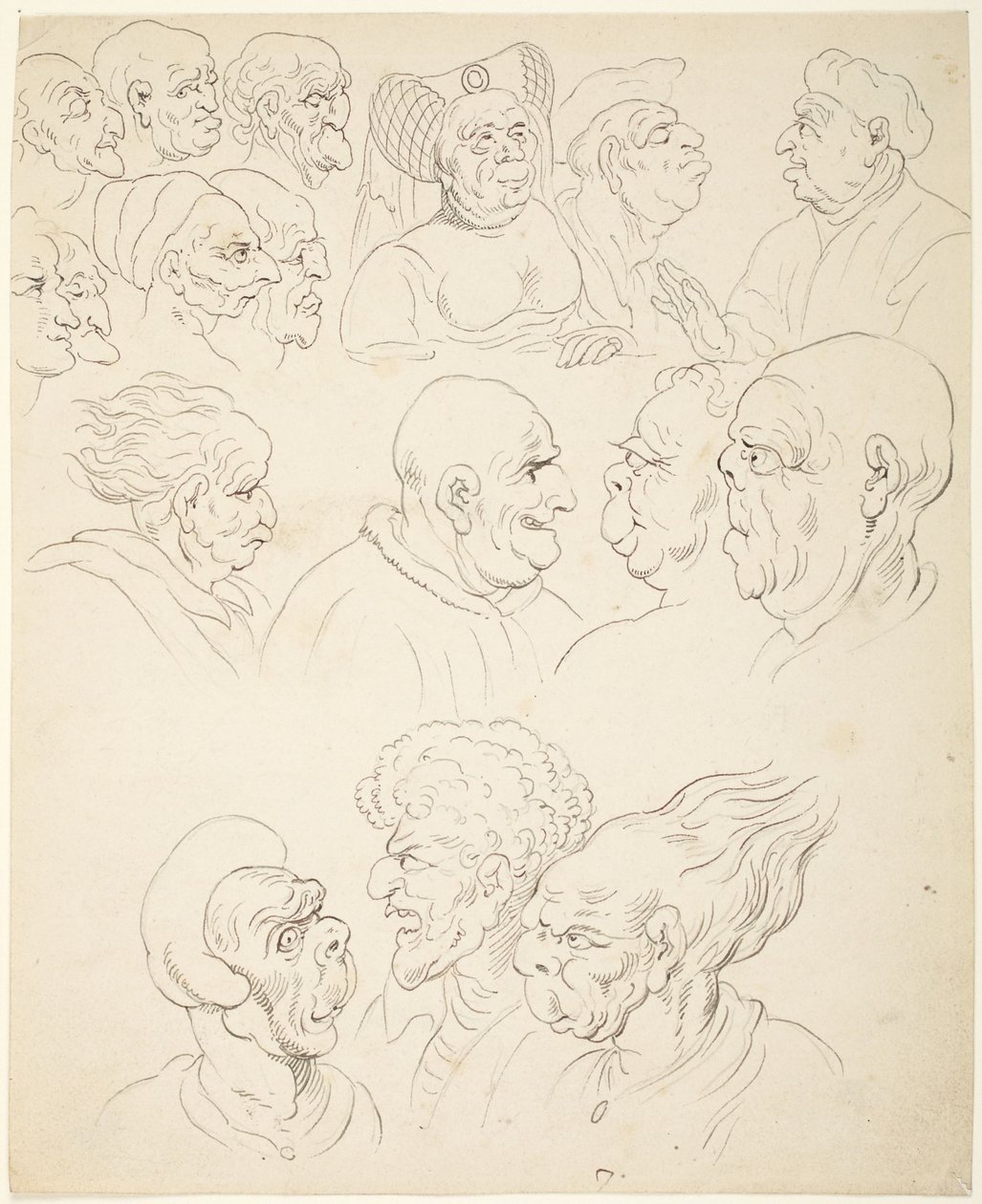 Caricature Heads by Thomas Rowlandson