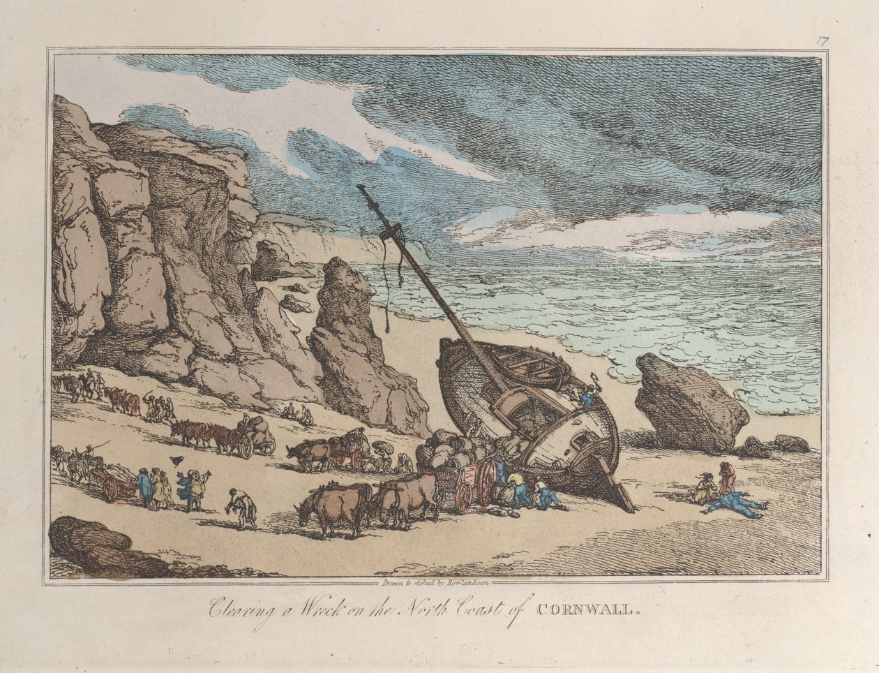 Clearing a Wreck on the North Coast of Cornwall, from Sketches from Nature by Thomas Rowlandson
