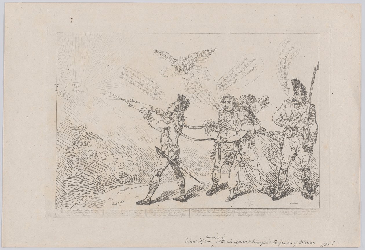 Col. Topham Endeavouring, With His Squirt, to Extinguish the Genius of Holman by Thomas Rowlandson