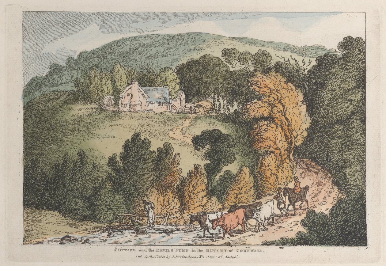 Cottage near the Devils Jump in the Dutchy of Cornwall, from Views in Cornwall, April 12, 1812 by Thomas Rowlandson