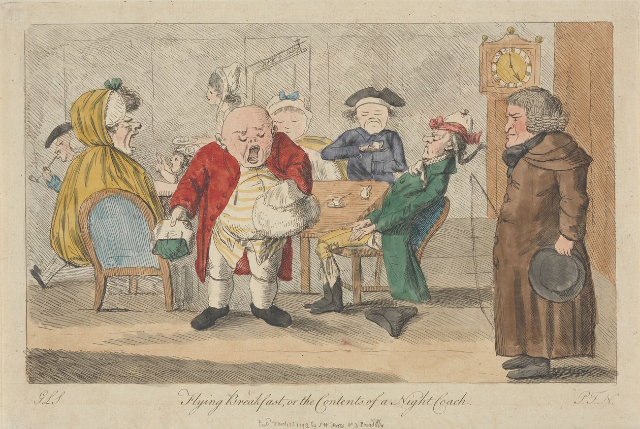 Flying Breakfast, or the Contents of a Night Coach by Thomas Rowlandson