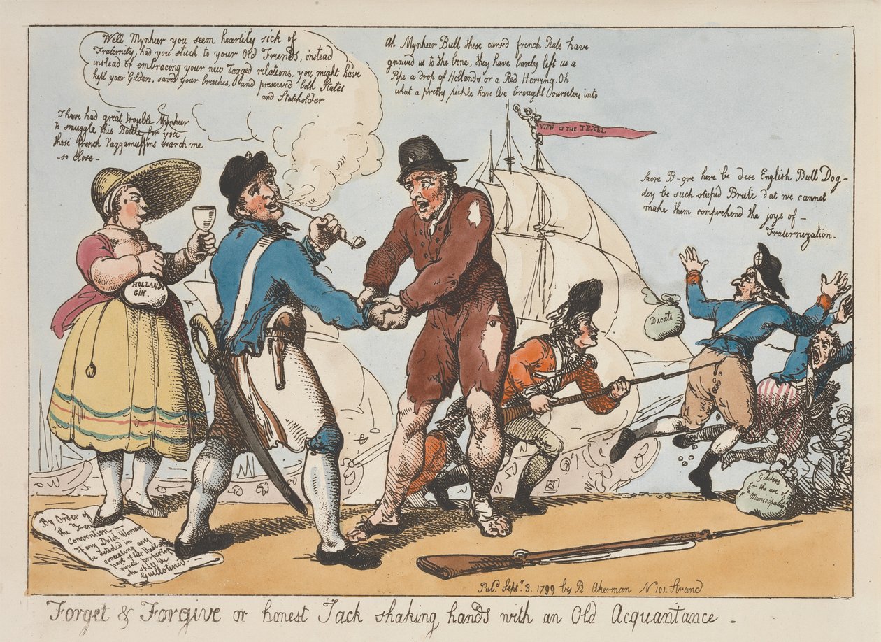 Forget and Forgive or Honest Jack Shaking Hands with an Old Acquaintance by Thomas Rowlandson