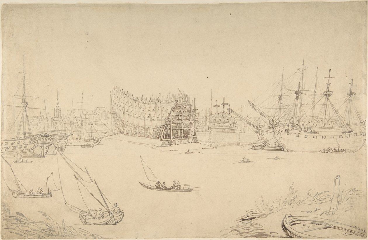 Harbor Scene by Thomas Rowlandson