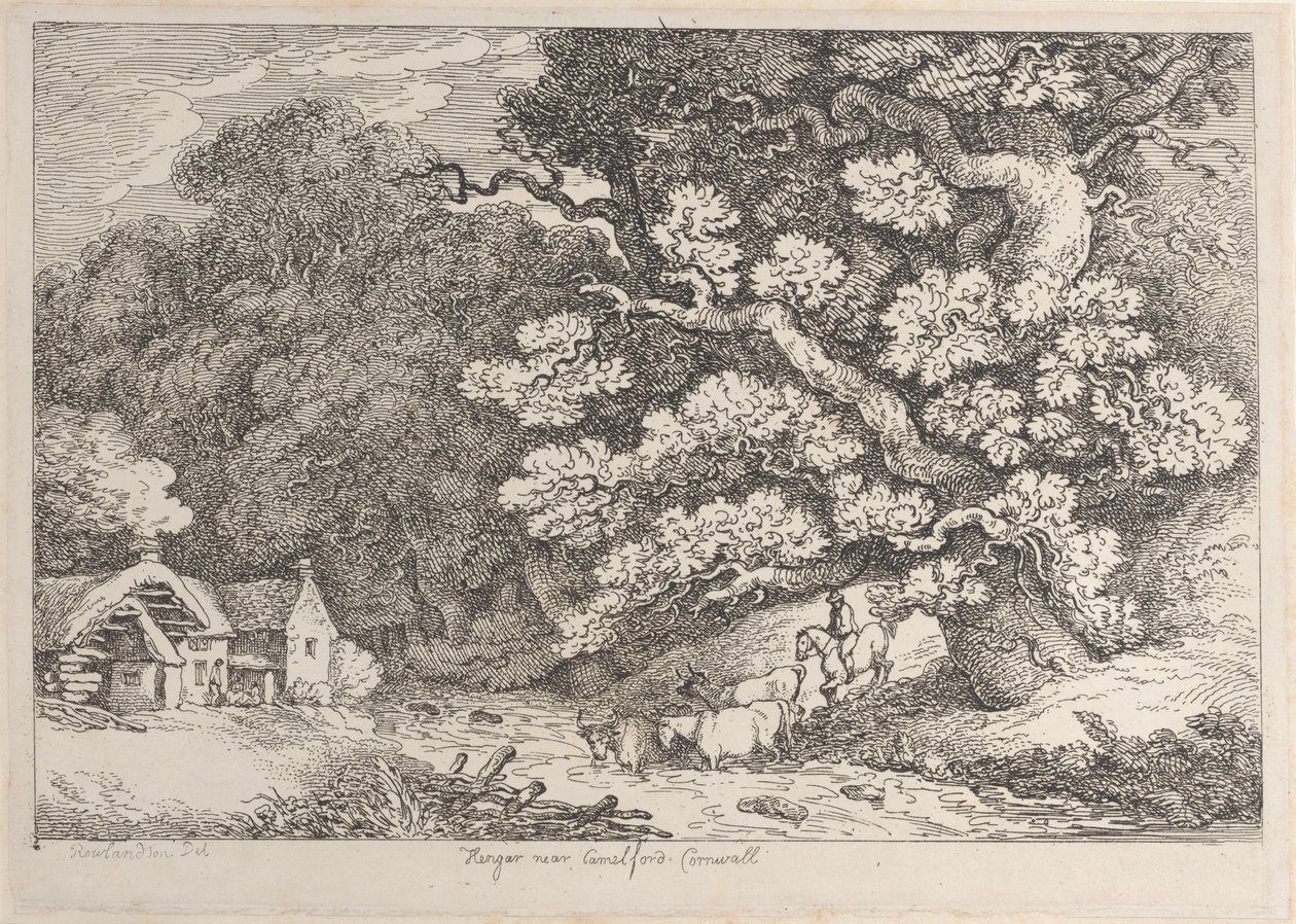 Hengar near Camelford, Cornwall, from Views in Cornwall by Thomas Rowlandson
