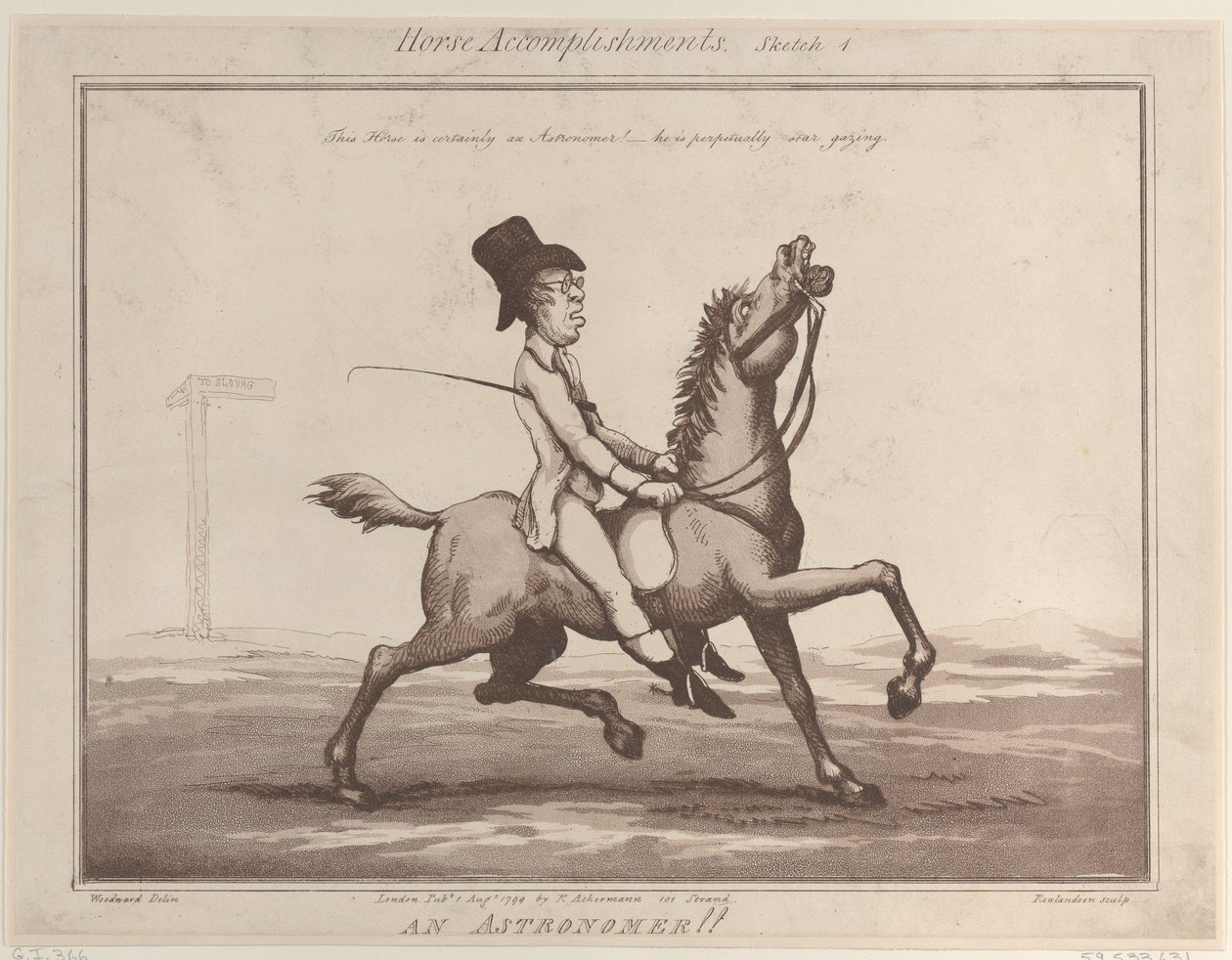 Horse Accomplishments, Sketch 1: An Astronomer !!, August 1, 1799 by Thomas Rowlandson