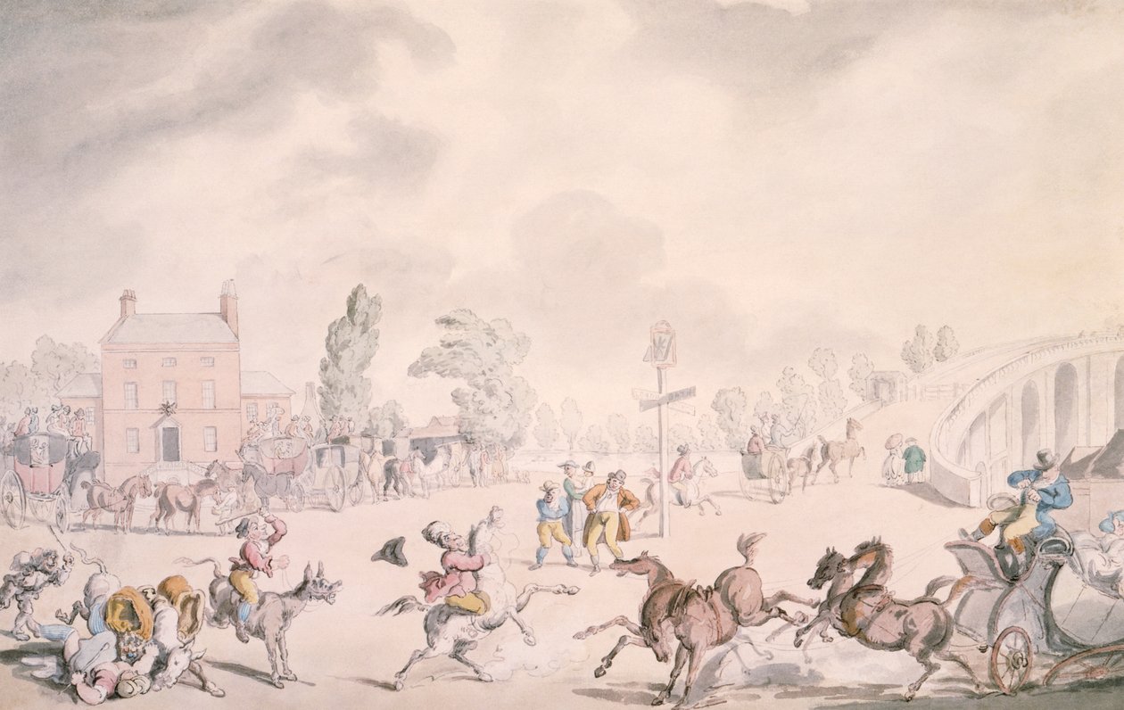 Kew Bridge, Kew, London by Thomas Rowlandson