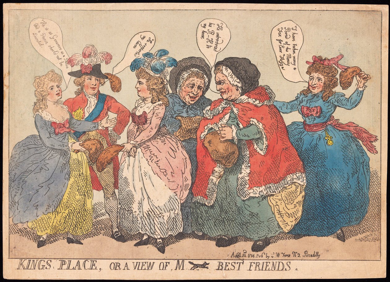 Kings Place, or a view of M ---- Best Friends, pub. 1784 by Thomas Rowlandson