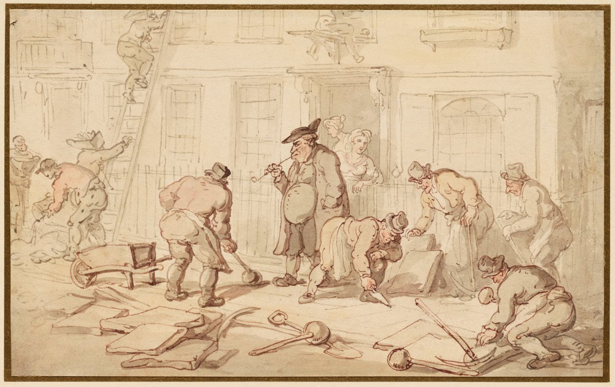 Labourers Laying a Pavement by Thomas Rowlandson
