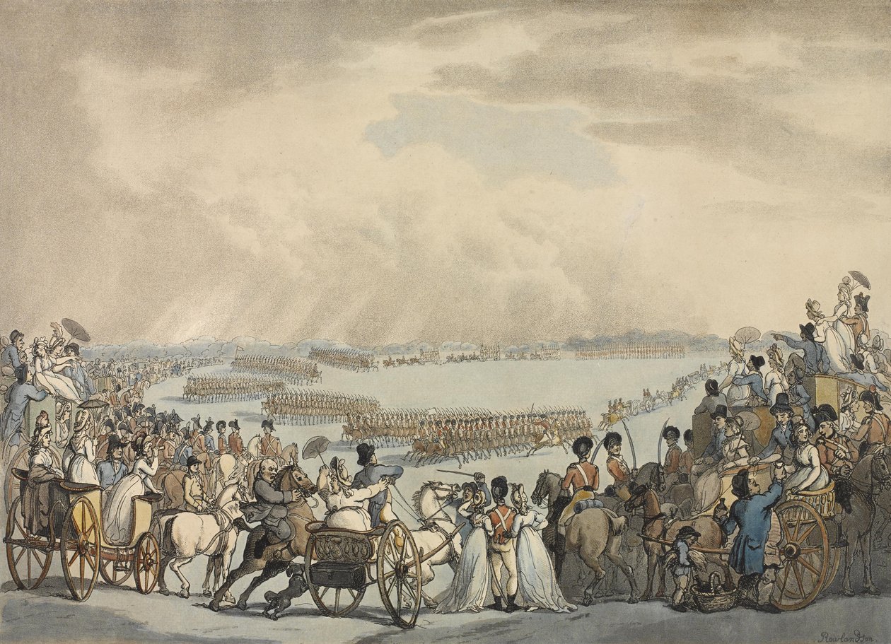 Light Horse Volunteers of London and Westminster, Commanded by Colonel Herries, Reviewed by His Majesty on Wimbledon Common, 5 July 1798 by Thomas Rowlandson
