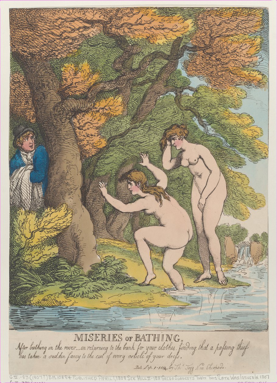 Miseries of Bathing, [April 1, 1808], reissued September 1, 1814 by Thomas Rowlandson